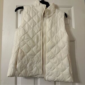 LOFT Cream Quilted Sleeveless White Vest